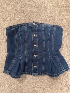 Zara Denim Corset Top - Dark Blue
